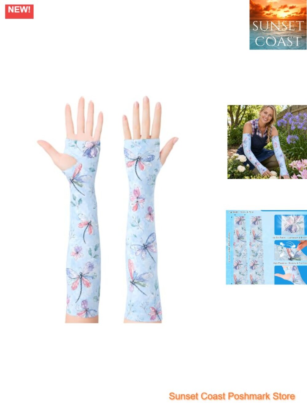 Women Cooling UV Protection Gardening Sleeves with Thumb Holes Ice Silk